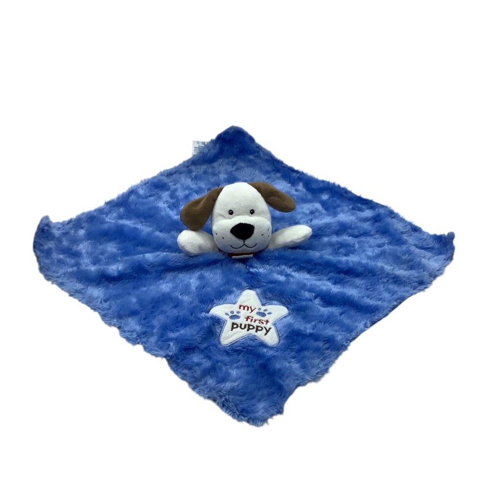 Okie Dokie My First Puppy Blue Lovey Plush Security Blanket 17”x16” Star
